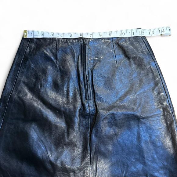 Vintage grunge whimsigoth black leather mini skirt womens size XS 24" waist - Picture 6 of 8
